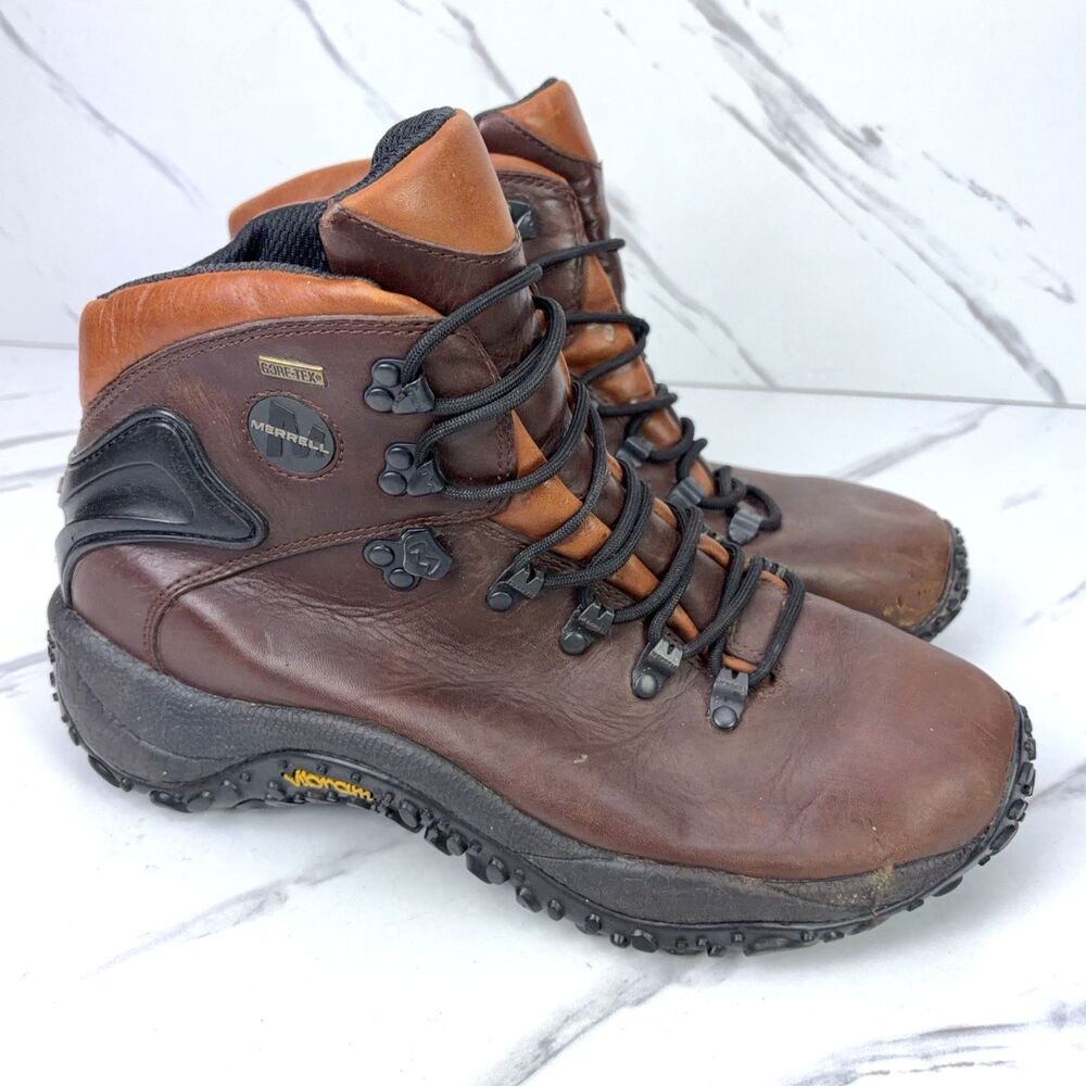 Merrell Men's Size US 10.5 Chameleon Gore-Tex Dark Brown Leather Work Boots
